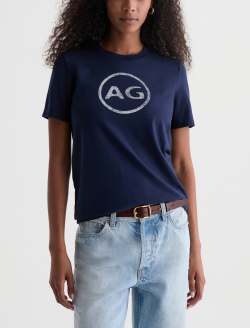 Jagger Crew AG Distress Logo Deep Trenches Classic Graphic Tee WOMENS TOPS Photo 2
