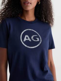 Jagger Crew AG Distress Logo Deep Trenches Classic Graphic Tee WOMENS TOPS Photo 3
