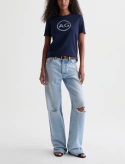 Jagger Crew AG Distress Logo Deep Trenches Classic Graphic Tee WOMENS TOPS Photo 5