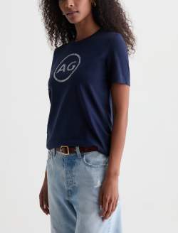 Jagger Crew AG Distress Logo Deep Trenches Classic Graphic Tee WOMENS TOPS Photo 7