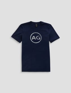 Jagger Crew AG Distress Logo Deep Trenches Classic Graphic Tee WOMENS TOPS Photo 1