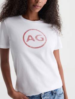 Jagger Crew AG Distress Logo True White Classic Graphic Tee WOMENS TOPS Photo 3