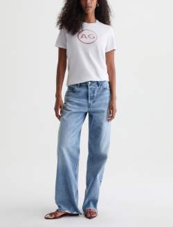 Jagger Crew AG Distress Logo True White Classic Graphic Tee WOMENS TOPS Photo 5