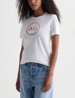 Jagger Crew AG Distress Logo True White Classic Graphic Tee WOMENS TOPS Photo 7