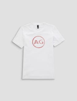 Jagger Crew AG Distress Logo True White Classic Graphic Tee WOMENS TOPS Photo 1