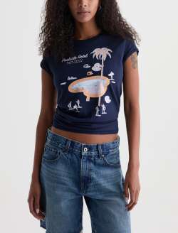 Jagger Crew Poolside Hotel Deep Navy Classic Graphic Tee WOMENS TOPS Photo 2