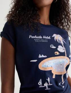 Jagger Crew Poolside Hotel Deep Navy Classic Graphic Tee WOMENS TOPS Photo 6