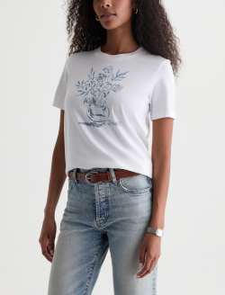 Jagger Crew Sun Daisy True White Classic Graphic Tee WOMENS TOPS Photo 7