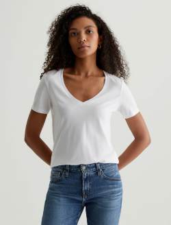 Jagger Vee True White Classic  Vee Neck WOMENS TOPS Photo 1