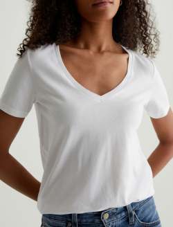 Jagger Vee True White Classic  Vee Neck WOMENS TOPS Photo 2
