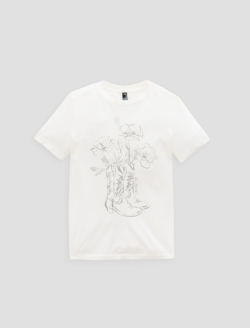 Jagger Tee Brushed Cowboy Boots Ivory Dust Classic Crew Neck WOMENS TOPS Photo 1