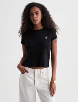 Sadie Crew AG Chest Logo Super Black 90's Vintage Crop Tee WOMENS TOPS Photo 2