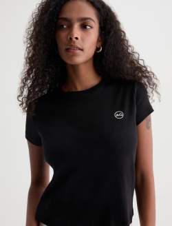 Sadie Crew AG Chest Logo Super Black 90's Vintage Crop Tee WOMENS TOPS Photo 3