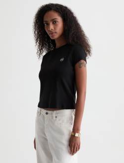 Sadie Crew AG Chest Logo Super Black 90's Vintage Crop Tee WOMENS TOPS Photo 7