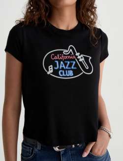 Sadie Crew P Neon Club Super Black 90's Vintage Crop Tee WOMENS TOPS Photo 3