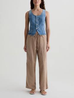 Nina Drawstring Pant Simple Taupe Pull-On Wide Leg WOMENS BOTTOMS Photo 2