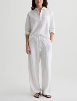 Nina Drawstring Pant White Pull-On Wide Leg WOMENS BOTTOMS Photo 2