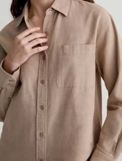 Addison Shirt Simple Taupe Relaxed Button-Up Shirt WOMENS TOPS Photo 3