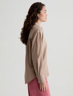 Addison Shirt Simple Taupe Relaxed Button-Up Shirt WOMENS TOPS Photo 4