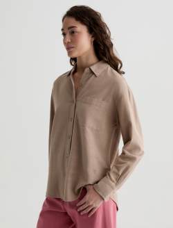 Addison Shirt Simple Taupe Relaxed Button-Up Shirt WOMENS TOPS Photo 7