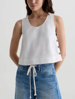 Alpha Tank White Side Button Shell WOMENS TOPS Photo 2