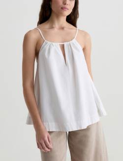 Ivy Swing Tank White Gathered Stretch Linen WOMENS TOPS Photo 2
