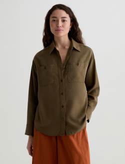 Leny Mossy Taupe Relaxed Shirt WOMENS TOPS Photo 2