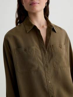 Leny Mossy Taupe Relaxed Shirt WOMENS TOPS Photo 3