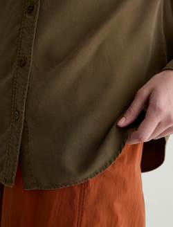 Leny Mossy Taupe Relaxed Shirt WOMENS TOPS Photo 6