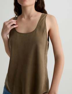 Nicola Mossy Taupe Double Scoop Tank WOMENS TOPS Photo 3