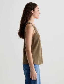 Nicola Mossy Taupe Double Scoop Tank WOMENS TOPS Photo 4