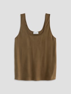 Nicola Mossy Taupe Double Scoop Tank WOMENS TOPS Photo 1