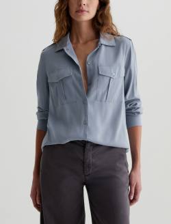 Cybil Shirt Monaco Blue Military Shirt WOMENS TOPS Photo 1