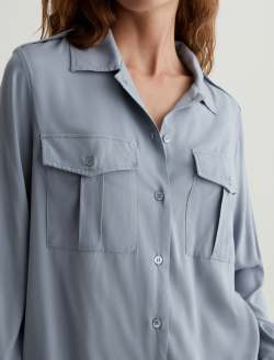 Cybil Shirt Monaco Blue Military Shirt WOMENS TOPS Photo 2