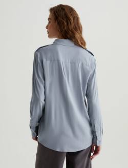 Cybil Shirt Monaco Blue Military Shirt WOMENS TOPS Photo 5