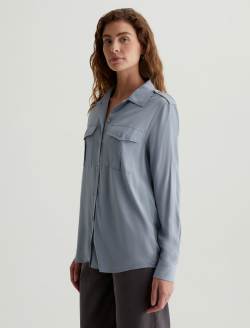 Cybil Shirt Monaco Blue Military Shirt WOMENS TOPS Photo 6