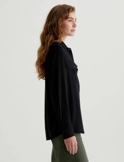 Cybil Shirt Super Black Military Shirt WOMENS TOPS Photo 3