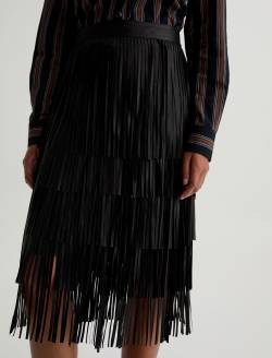 Marissa Leather Skirt Super Black Fringe Skirt WOMENS BOTTOMS Photo 4