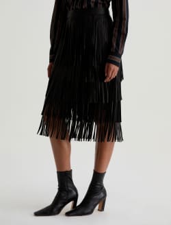 Marissa Leather Skirt Super Black Fringe Skirt WOMENS BOTTOMS Photo 6
