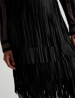 Marissa Leather Skirt Super Black Fringe Skirt WOMENS BOTTOMS Photo 7