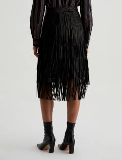 Marissa Leather Skirt Super Black Fringe Skirt WOMENS BOTTOMS Photo 8