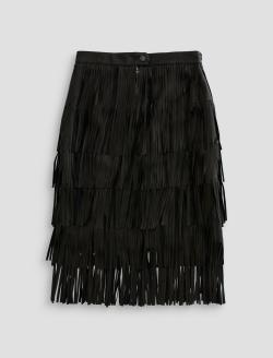 Marissa Leather Skirt Super Black Fringe Skirt WOMENS BOTTOMS Photo 1