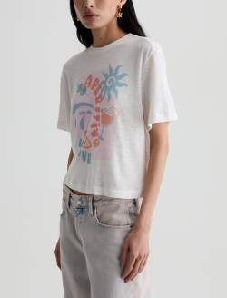 Charli Crew Aperitivo Hour Relaxed Linen Short Sleeve Tee WOMENS TOPS Photo 7