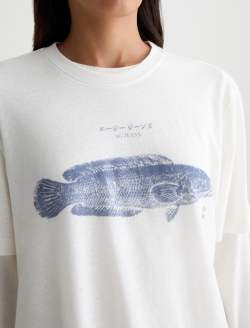 Charli Crew Ag Gyotaku Powder Relaxed Linen Short Sleeve Tee WOMENS TOPS Photo 3