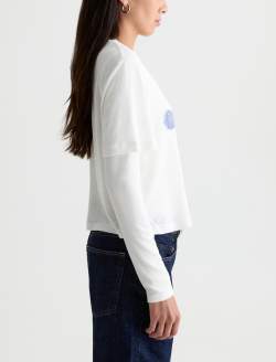 Charli Crew Ag Gyotaku Powder Relaxed Linen Short Sleeve Tee WOMENS TOPS Photo 4