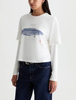 Charli Crew Ag Gyotaku Powder Relaxed Linen Short Sleeve Tee WOMENS TOPS Photo 7