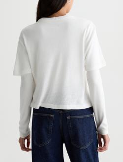 Charli Crew Ag Gyotaku Powder Relaxed Linen Short Sleeve Tee WOMENS TOPS Photo 8