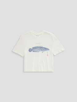 Charli Crew Ag Gyotaku Powder Relaxed Linen Short Sleeve Tee WOMENS TOPS Photo 1