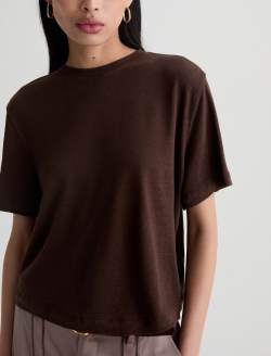 Charli Crew Oak Barrel Relaxed Linen Short Sleeve Tee WOMENS TOPS Photo 3
