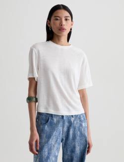 Charli Crew Powder Relaxed Linen Short Sleeve Tee WOMENS TOPS Photo 2